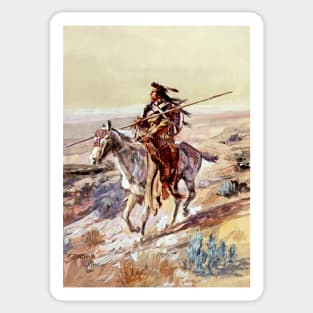 “Indian With Spear” by Charles Russell Sticker